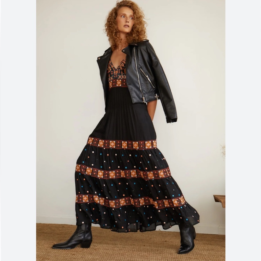 Guadalupe Moana embroidered tiered boho maxi dress - Picture 2 of 11
